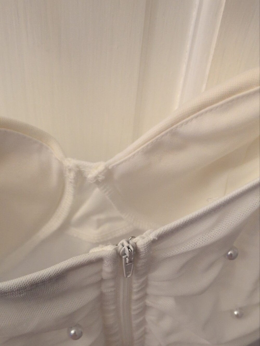 Windsor Cream Pearl-Embellished Spaghetti Strap Mini Dress - Picture 5 of 5